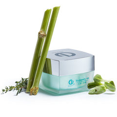 Christine Valmy's all-natural Valessence 100: Firming & Anti-Wrinkle Eye Cream's ingredients are shown next to the product
