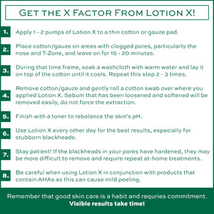 Text-only image with instructions on how to use Lotion X