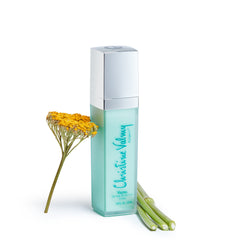 Christine Valmy's all-natural  Valnel: Daytime Protection & Moisturizing Lotion's ingredients are shown next to the product
